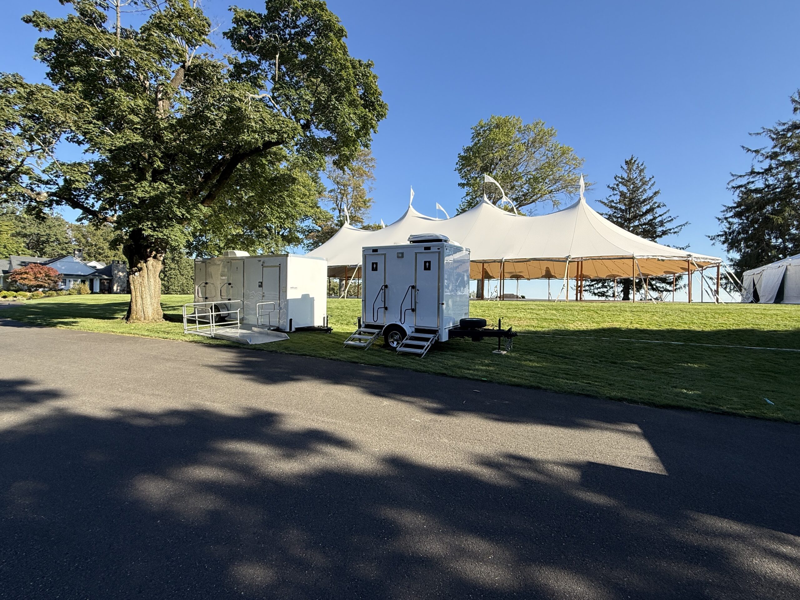 Restroom trailer rental in Bergen County NJ for events and construction