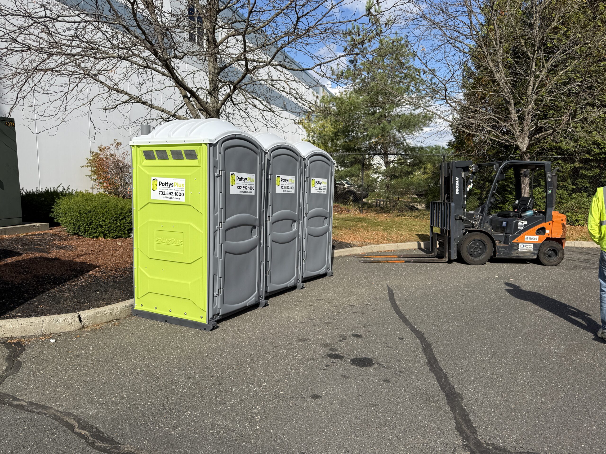VIP portable restroom rental placed at a corporate event in Roseland NJ