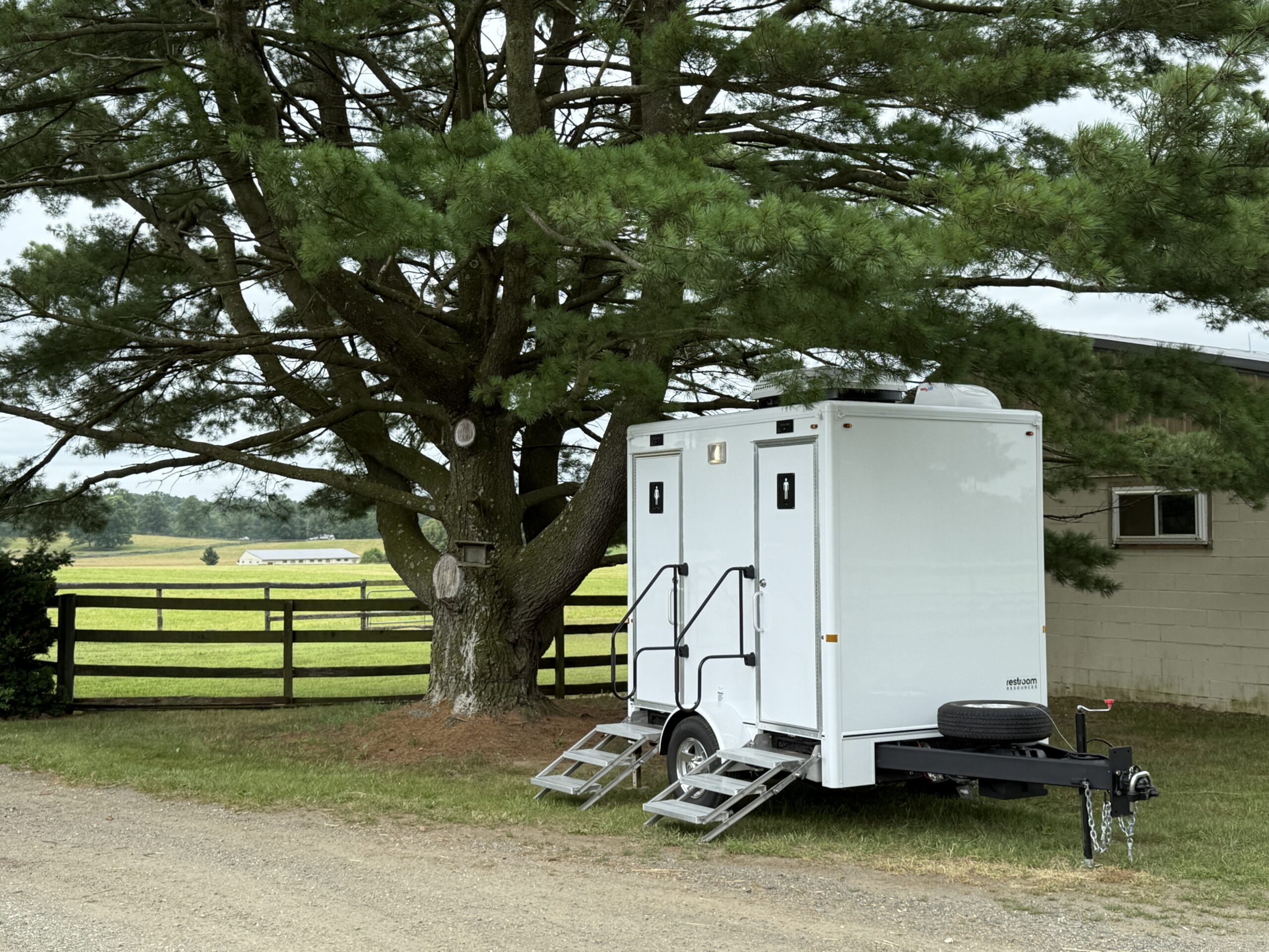 Two-stall luxury restroom trailer rental in Bergen County, NJ