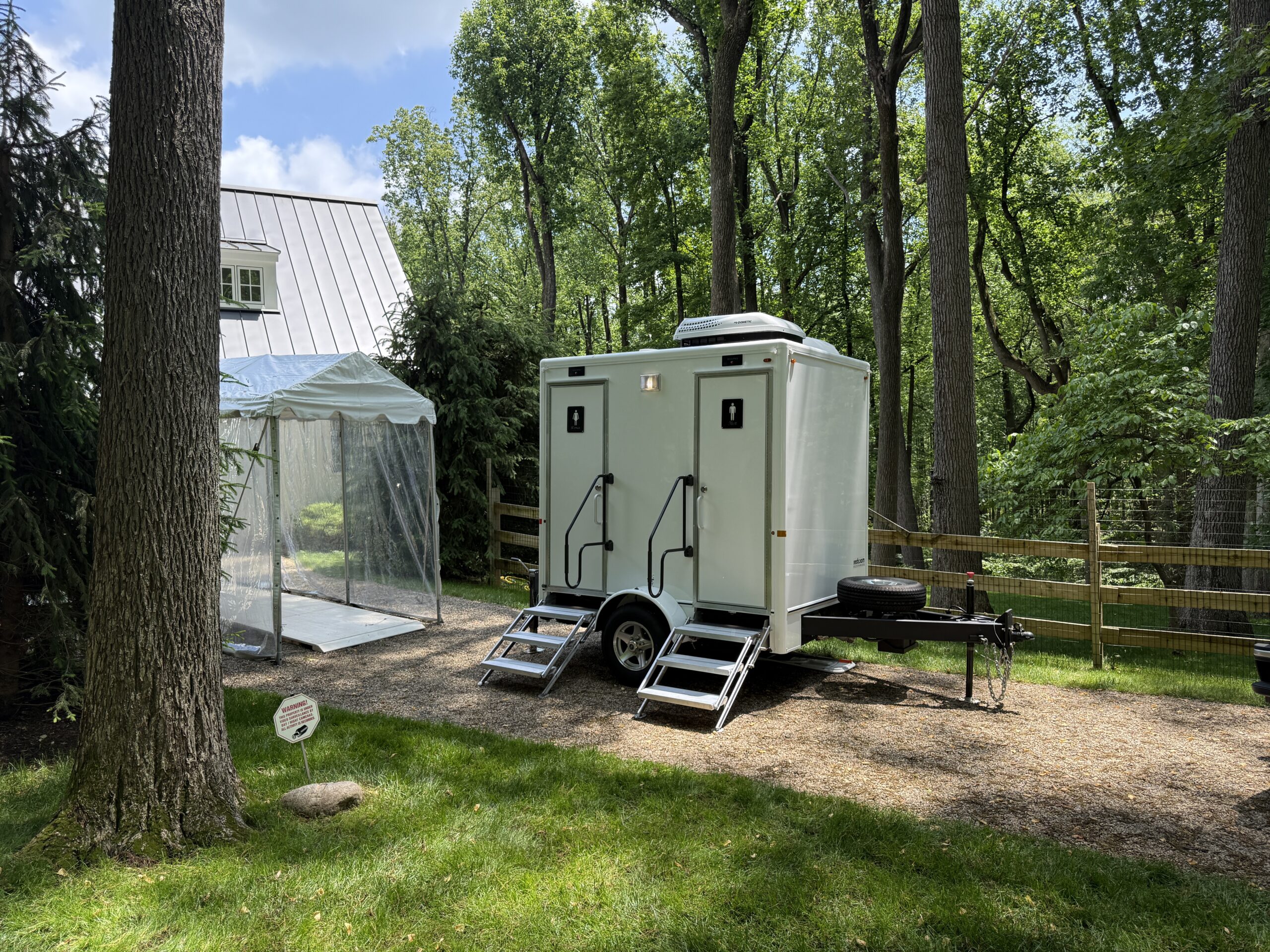 Two-stall luxury restroom trailer rental in Monmouth County, NJ