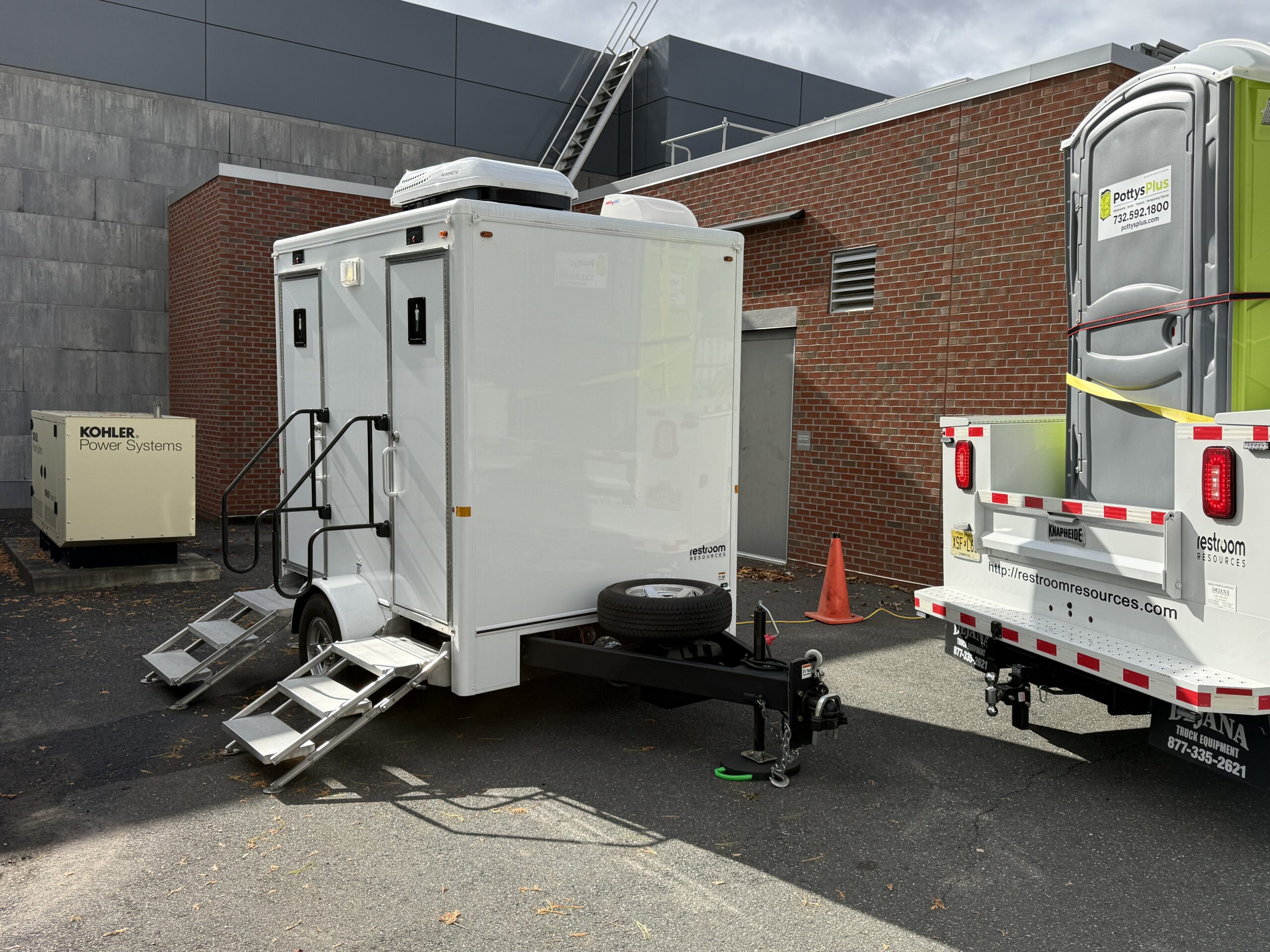 Two-stall luxury restroom trailer rental in Ocean County, NJ